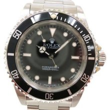 Auth Rolex Submarina Non Date Wristwatch Ss Black Silver Mens 14060(bf043507)