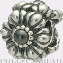 Authentic Pandora Sterling Silver Hematite Bloom Bead