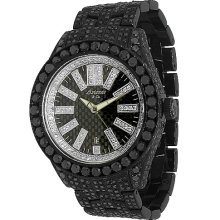 Avianne&Co Mens Essence Collection PVD Diamond Watch with Black Diamonds 28.58 Ctw