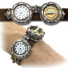 Aviator Wrist-Goggle Chronomitor Steampunk Wrist Watch