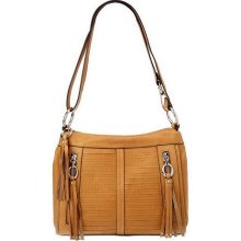 B.Makowsky Leather East/West Zip Top Convertible Bag - Nutmeg - One Size