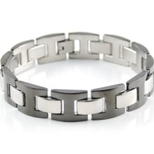 B793 R&d Brand Mens Bracelet Stainless Steel Bangle Black&silver 2 Tone Gift