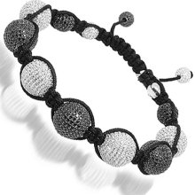 Ball Bead Bracelet with Black and White Swarovski Crystals