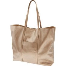 Banana Republic Leather Paige Pinking Shears Tote, Purse, Bag, Metallic