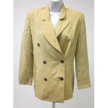 Barney's York Mustard Yellow Wool Double Breasted Button Down Blazer Sz 38