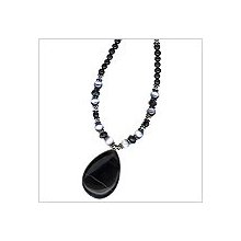 Beaded Necklace with Black Sardonyx Pendant