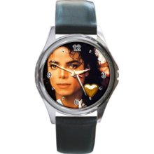 Beautiful Michael Jackson Silver Tone Round Metal Watch