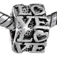 Beautiful silver love letters cube (orginal Pugster bead) for European bracelet