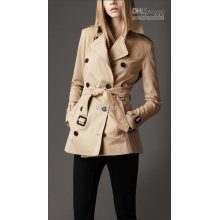 Beige Dust Coat Trench Down Coats Plaid Elegant Double Breasted Offi