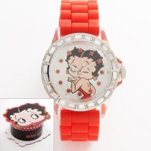 Betty Boop Silver Tone Simulated Crystal Watch - Women