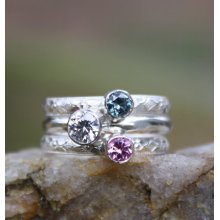 Birthstone Stacking Ring, 3 Family & Mother's Rings, two 4mm and one 5mm Gemstones, Sterling Silver, custom made