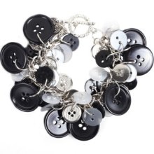 Black and Silver Chunky Button Bracelet, Chunky Bracelet, Fun Charm Button Bracelet