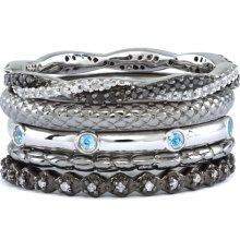 Black and White Diamond Stack Rings - Set of 5