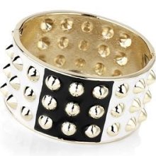 Black And White Gold Colour Stud Hinge Bangle