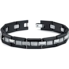 Black Ceramic Tungsten and Grey Carbon Fiber Combination link