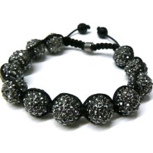 Black Diamond Cz 12mm Iced Out Disco Ball Bracelet