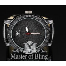 Black Gold Finish Authentic Natural White Diamond King Custom Big Face Watch Men