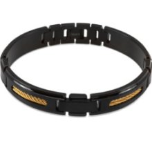 Black Ion Plated Stainless Steel with Yellow Ion Plated Cable Bracelet