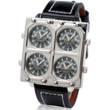 Black Men's Quad-dial Quartz Analog Sports Watch