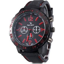 Black Men's Silicone Quartz Analog Wrist Watch