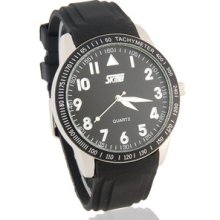 Black Skmei 9038 Unisex Stylish Water Resistant Analog Casual Watch Rubber