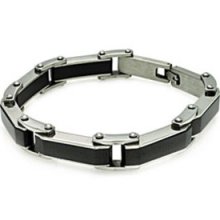 Black Stainless Steel Men's Link Bracelet (8.5 inches x