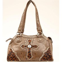 Blazin Roxx Leopard Hair-On Cross Satchel Handbag