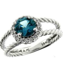 Blue Sapphire and Diamond Rope Collection Right Hand Ring