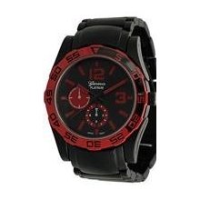 Brand NEW Geneva Mens Chronograph Watch with Decorative Red Bezel REG-$120