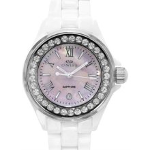 Brand New ONISS Swiss Movement Ceramic Ladies Date Watch - silver