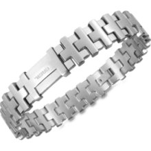 Breil Mens Bracelet, Matte and Polished Stainless Steel Link Bracelet