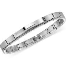 Breil Mens Bracelet, Stainless Steel Black Crystal Link Bracelet