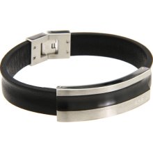 Breil Milano Cave Leather Bracelet with Black IP Tag Bracelet : One Size