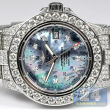 Breitling Super Ocean Custom Made 22.00 Ct Diamond Iced Out Band Mens Watch