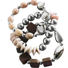 Brown Multi Earthy Elements Stretch Bracelet Set