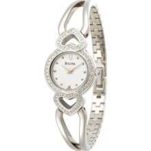 Bulova 96x006 Women's Crystal Stainless Steel Band White Dial Watch