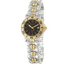 Bulova 98m13 Marine Star Two-tone Date Black Dial Luminous Hands Women's Watch