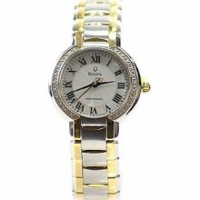 Bulova Women's 98r161 Diamond Accented Two-tone Stainless Steel Analog Watch