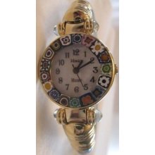 Ca D'oro Murano Millefiori Bangle Watch - Ice Blue Bracelet