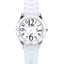 Cannibal Girl's Quartz Watch With White Dial Analogue Display And White Silicone Strap Cj221-01