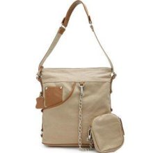 Canvas Cross Bag with Pouch Khaki - One Size