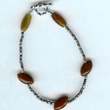 Carnelian Marquise Bracelet with Hill Tribes Fine Liquid Silver