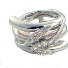 Carrera y carrera Bambu White Gold & Diamond Zen Ring