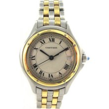 Cartier Panthere Cougar In Ss & 18k. Yg., Two 18k. Yg Rows. Mint Condition