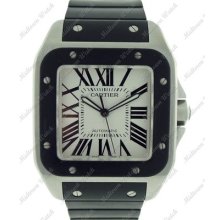 Cartier Santos 100 2656 Stainless Steel Rubber Bezel & Strap Automatic Men Watch