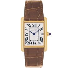 Cartier Tank Louis 18k Gold Mens Watch Silver Roman Dial W1529756