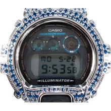 Casio G-Shock White Stainless Steel Blue Color CZ Case Watch DW-6900