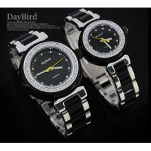 Casual Diamante Quartz Couple Ceramic Wrist Watch Wd236b