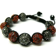 Celebrity Black Red Disco Ball Diamond Cz Iced Out Bracelet