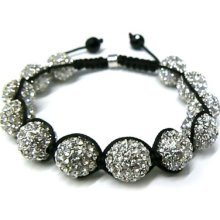 Celebrity Style Rhodium Silver Iced Out Disco Ball Bracelet